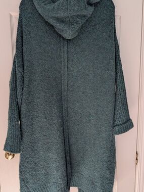 Cozy Hooded Women's Sweater Cardigan - Teal
